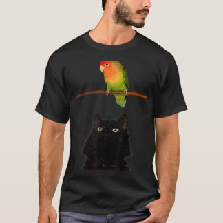 Yum Dinner Has Arrived Cat Looking At A Parrot Din T-Shirt