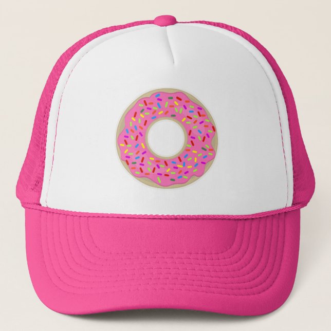 Yum Pink Frosted Doughnut Trucker Hat (Front)