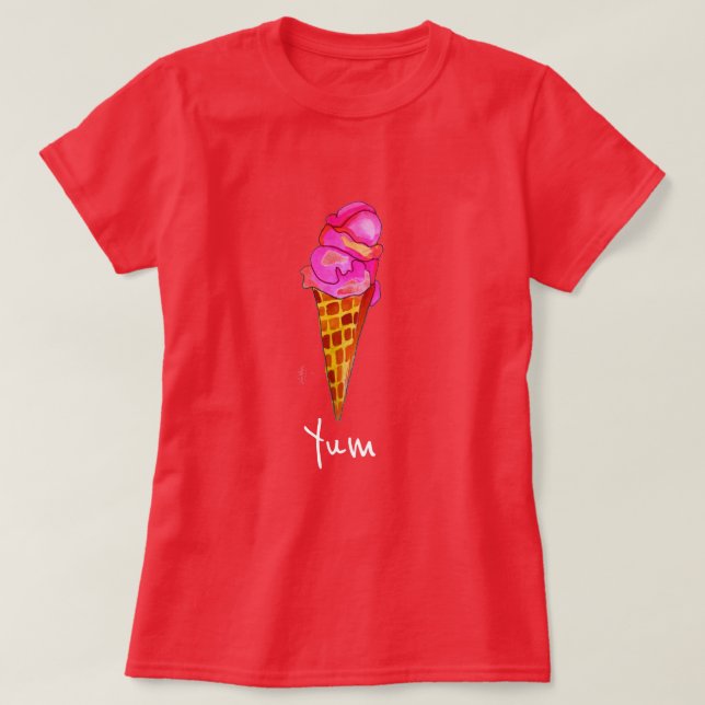 Yum Summer slogan icecream gelato cute food art T-Shirt (Design Front)