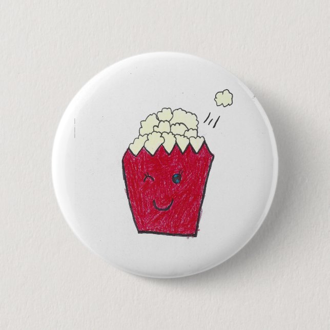 yum yum popcorn 6 cm round badge (Front)