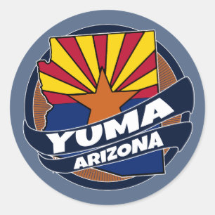 Yuma Arizona flag burst round stickers