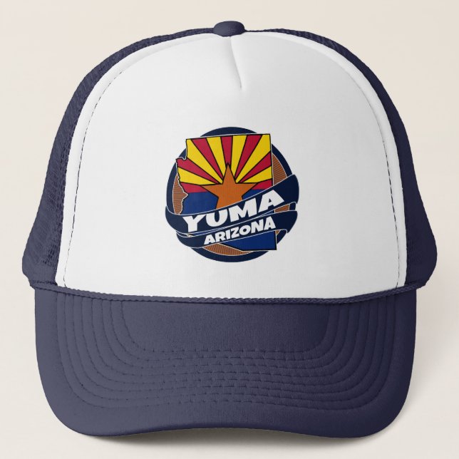 Yuma Arizona flag burst trucker hat (Front)