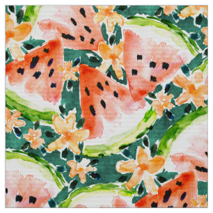 YUMMER SUMMER Watercolor Watermelons Fabric