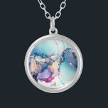 *~* Yummy Abstract Turquoise Gold Gilded Teal AP40 Silver Plated Necklace<br><div class="desc">(search AP40 and AP29 for similar designs on various products) - SILVER NECKLACE MONOGRAM / INITAL / INITIALS / or NAME *~* Energy Enhanced Bold COLORFUL GLAM GLITZY LUXE Feminine Amazing Elegant Enchanting Abstract BOLD Watercolor With Organic Flowing Combination of LAVENDER MAGENTA PINK and TURQUOISE and TEAL bubbling burst of...</div>
