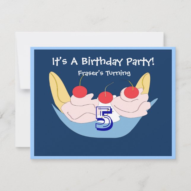 Yummy Banana Split Birthday Party Invitation (Front)