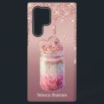 Yummy Boba Bubble Milk Tea Dessert Samsung Galaxy Case<br><div class="desc">This phone case with dripping glitter, hearts and Boba tea is cheerful, fun and just right for tea or dessert lovers. Personalise it with your name or a short phrase. For a fan of bubble tea, glitter, rose gold, and pink. Choose from a variety of iPhone and Android cases using...</div>