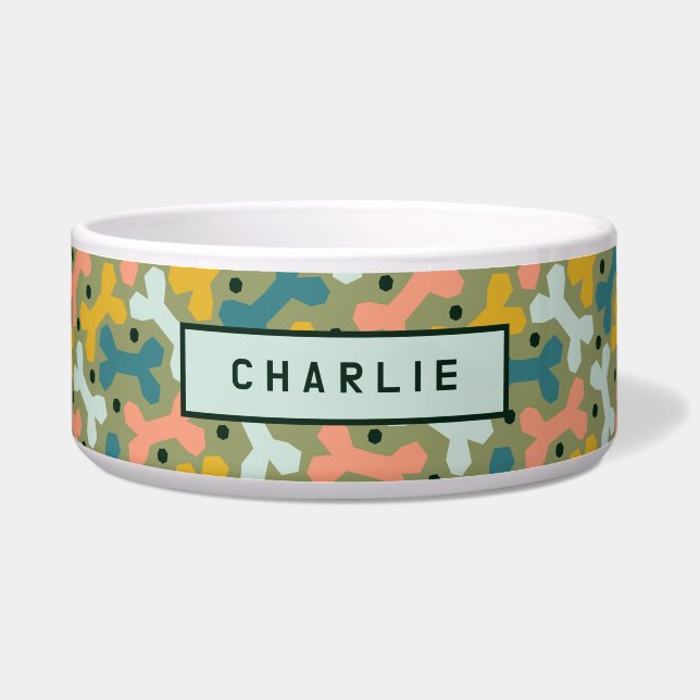 Yummy Bone Treats Olive Green Customisable Pet (Front)