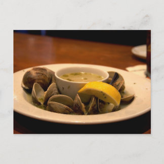 Yummy Bowl Of Steamed Clams In Broth Postcard