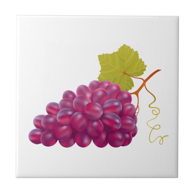 Yummy Bunch Of Red Grapes Tile (Front)