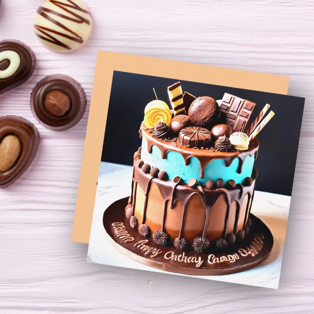 Yummy Candy Chocolate Cake Personalised  (Fun chocolate candy cake to celebrate a birthday!)