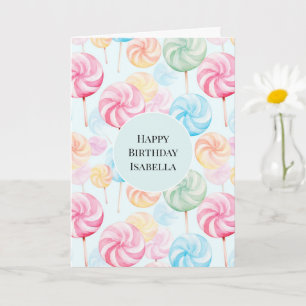 Yummy Candy Lollipops Whimsical Birthday Card