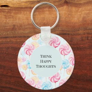 Yummy Candy Lollipops Whimsical Happy Thoughts Key Ring