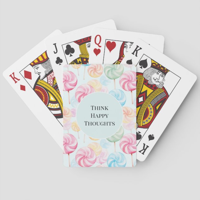 Yummy Candy Lollipops Whimsical Happy Thoughts Playing Cards (Back)