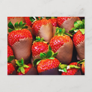 Yummy Chocolate-Coated Strawberries Postcard