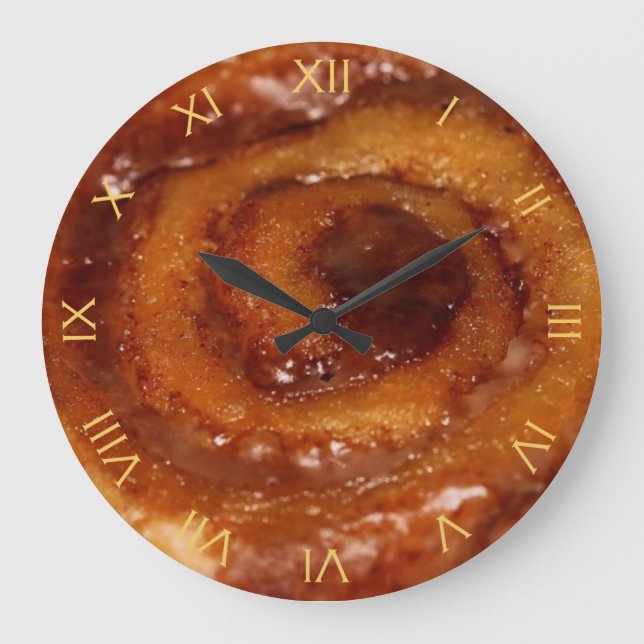 Yummy Cinnamon Roll Sticky Buns Large Clock (Front)