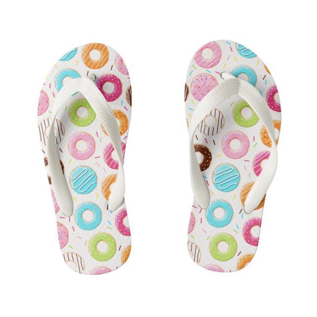 Yummy colourful sprinkles doughnuts toppings kid's flip flops (Footbed)