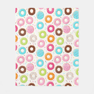 Yummy colourful sprinkles doughnuts toppings patte fleece blanket