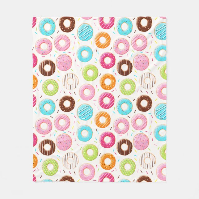 Yummy colourful sprinkles doughnuts toppings patte fleece blanket (Front)