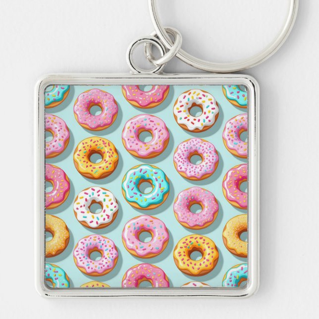 Yummy cream donuts blue key ring (Front)