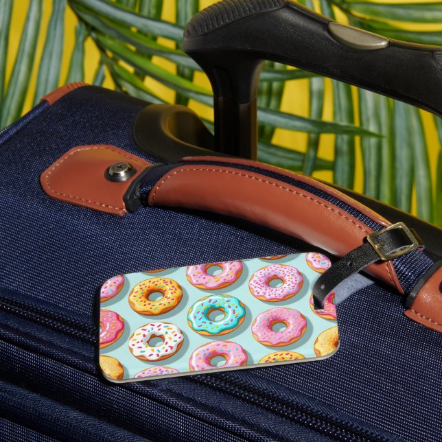 Yummy cream donuts blue luggage tag (Front Insitu 3)