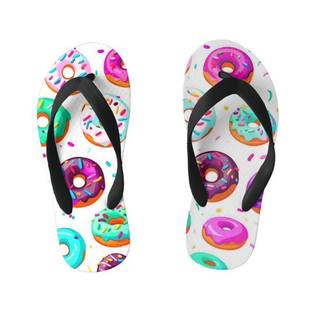 Yummy cream doughnuts pattern kid's flip flops (Footbed)