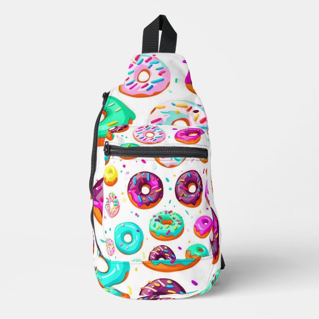 Yummy cream doughnuts pattern sling bag (Front)