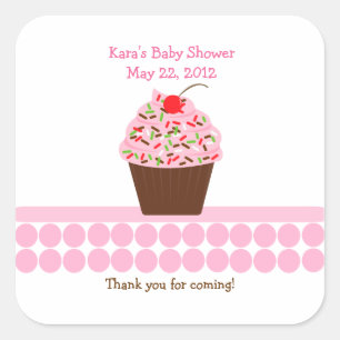 Yummy Cupcake Birthday Baby Shower Favour Sticker
