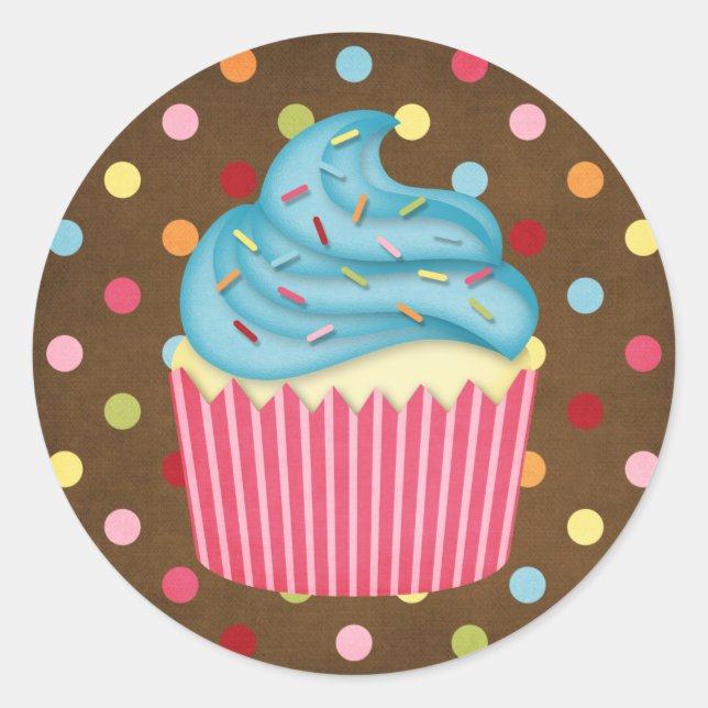 yummy cupcake classic round sticker (Front)