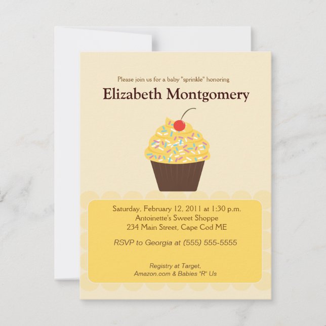 Yummy Cupcake Neutral Baby Shower 4x5 invitation (Front)