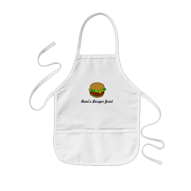 Yummy Cute Hamburger Personalised Kids Apron (Front)