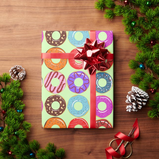 Yummy Doughnut Pattern  Wrapping Paper (Holiday Gift)