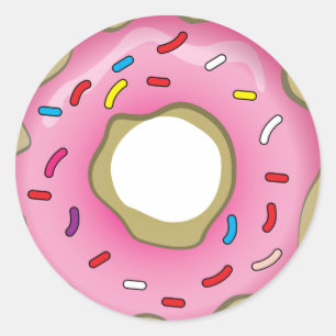 Yummy Doughnut with Icing and Sprinkles Classic Round Sticker