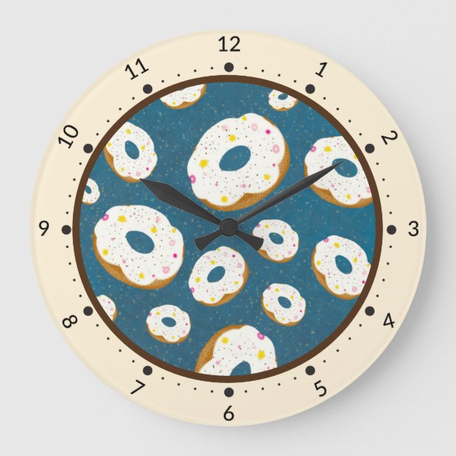 Yummy doughnuts large clock (Front)