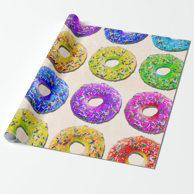 Yummy doughnuts pattern wrapping paper (Unrolled)