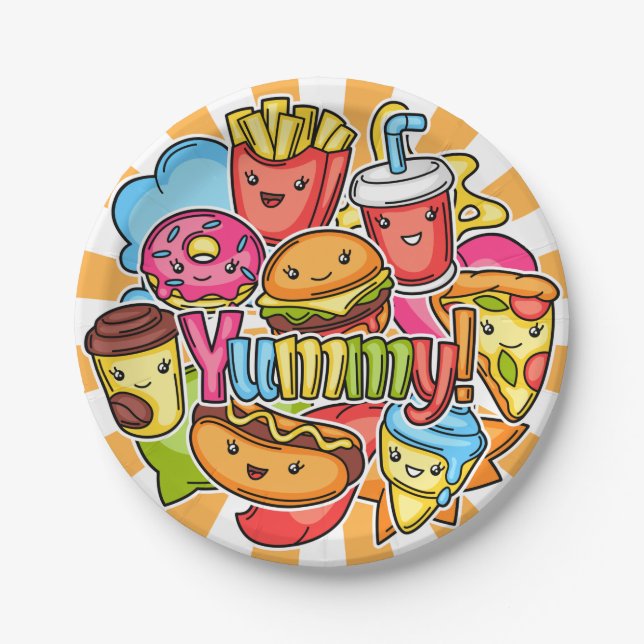 Yummy Fast Food Paper Plate (Front)