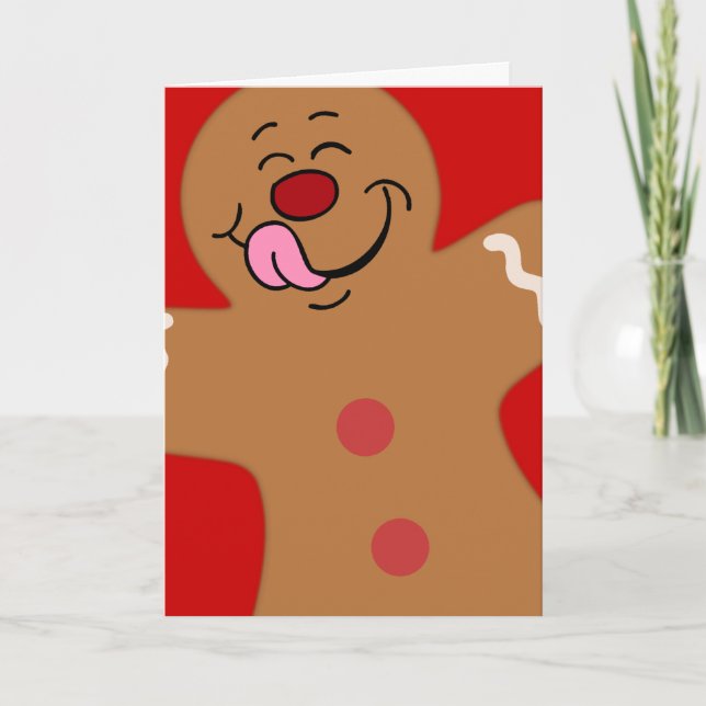 Yummy Gingerbread Man Cookie Holiday Card (Front)