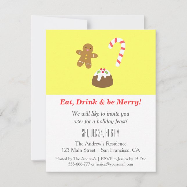 Yummy Goodies Treats Christmas Party Invitations (Front)