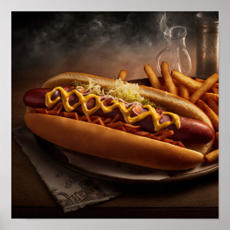Yummy Hot Dog  Kitchen Wall Art