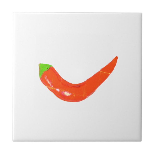 Yummy Hot Funky Red Chilli Pepper Spicy Tile (Front)
