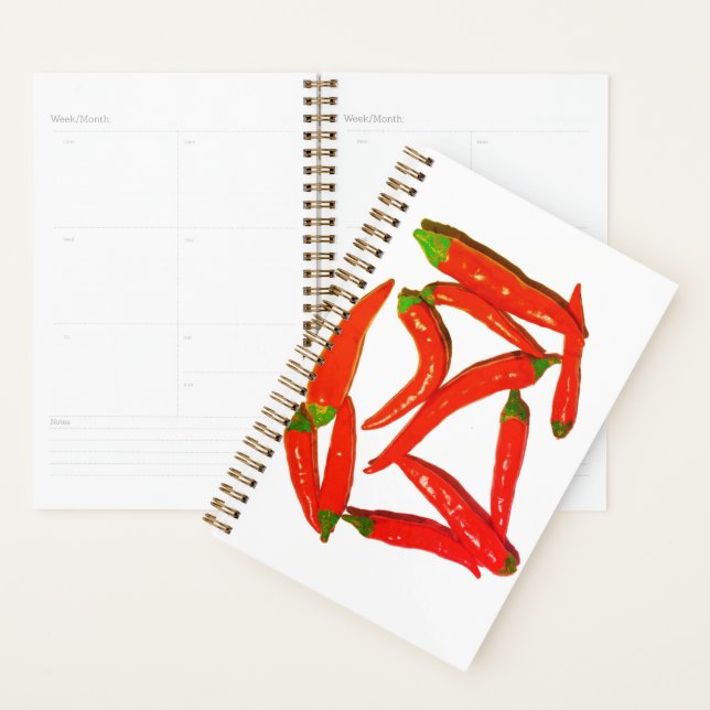 Yummy Hot Red Chilli Peppers Pepper Pattern Planner (Display)