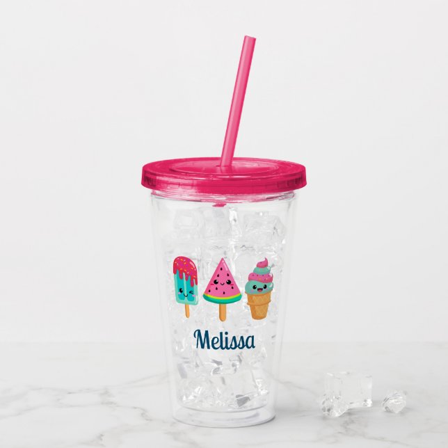 Yummy Ice Cream Trio Summer Vibe Acrylic Tumbler (Back Ice)
