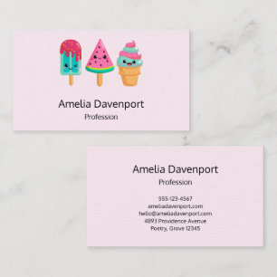 Yummy Ice Cream Trio Summer Vibe Business Card