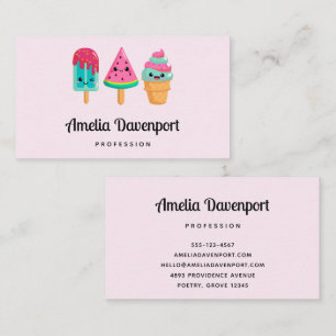 Yummy Ice Cream Trio Summer Vibe Business Card