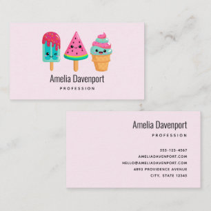 Yummy Ice Cream Trio Summer Vibe Business Card