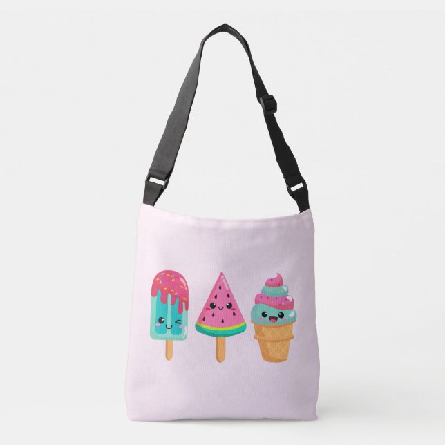 Yummy Ice Cream Trio Summer Vibe Crossbody Bag (Front)