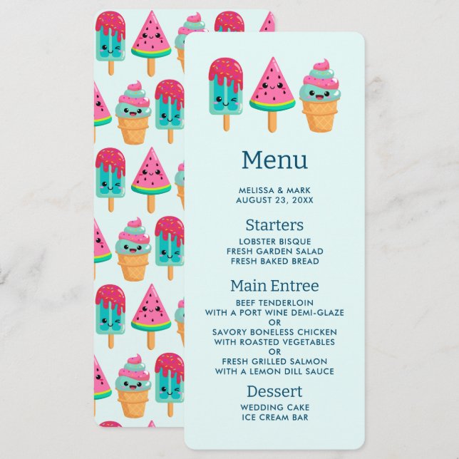 Yummy Ice Cream Trio Summer Vibe Invitation (Front/Back)