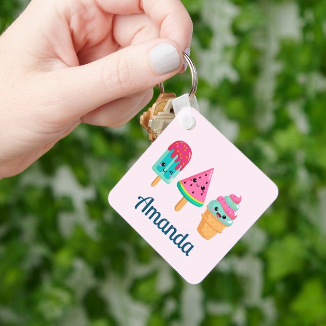 Yummy Ice Cream Trio Summer Vibe Key Ring (Hand)