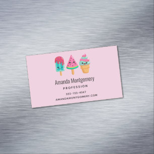 Yummy Ice Cream Trio Summer Vibe Magnetic Business Card