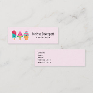 Yummy Ice Cream Trio Summer Vibe Mini Business Card