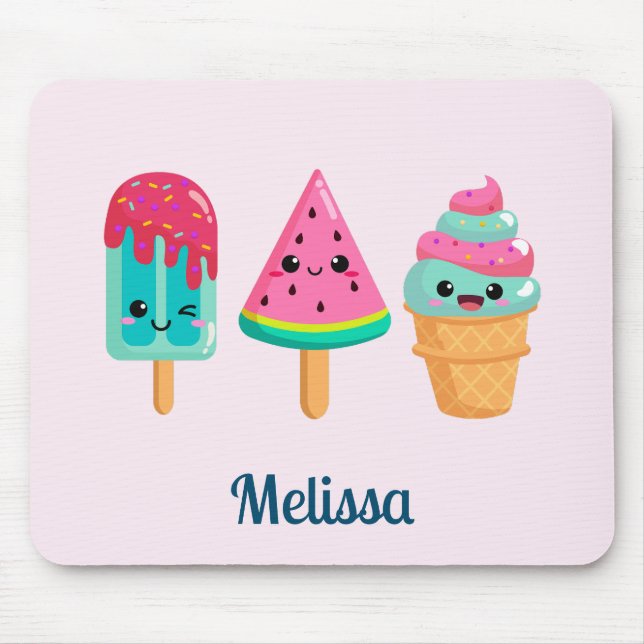 Yummy Ice Cream Trio Summer Vibe Mouse Mat (Front)